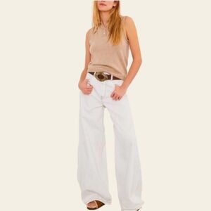 BA&SH Soul Lady Wide Leg High Waist Cotton Ecru Jeans Sz 8
